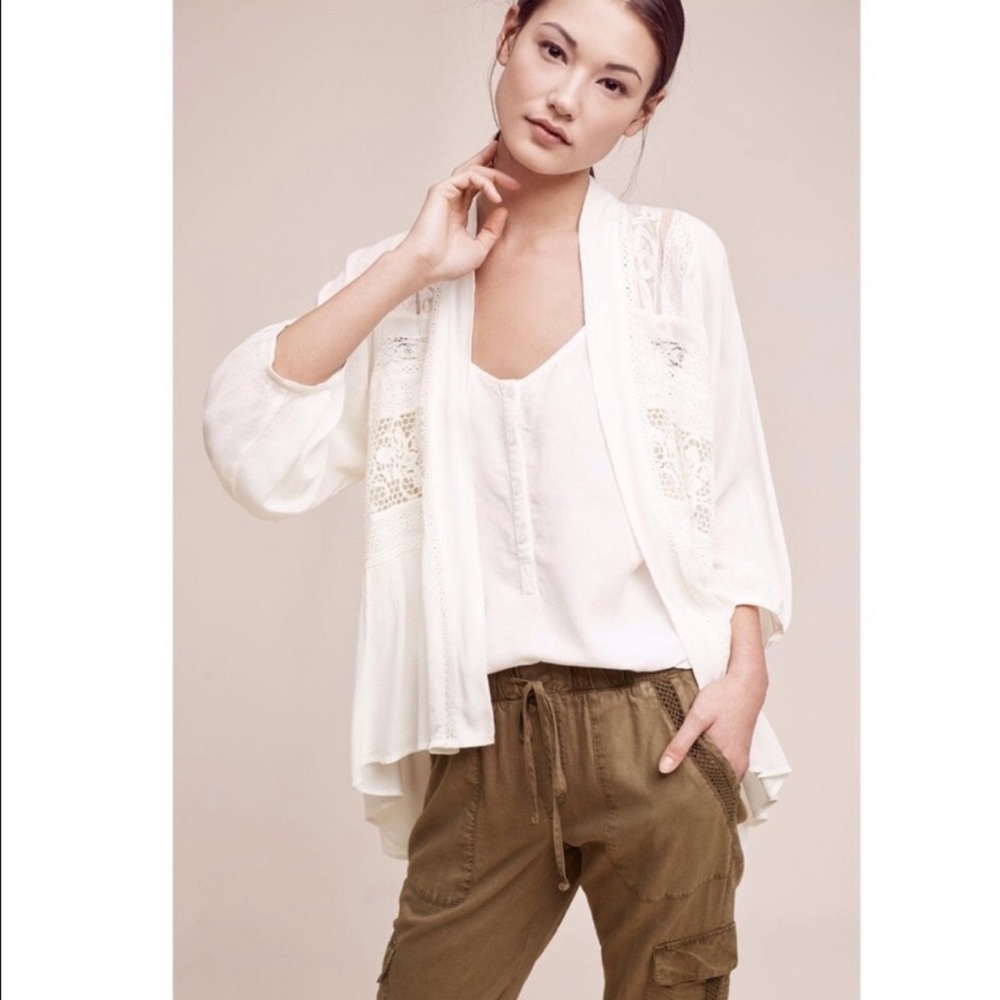 Anthropologie white boho cardigan